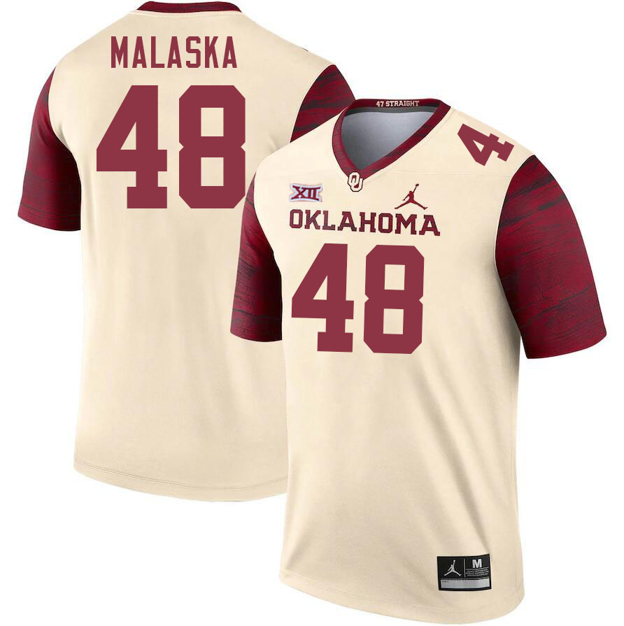 Men #48 Jocelyn Malaska Oklahoma Sooners College Football Jerseys Stitched-Cream